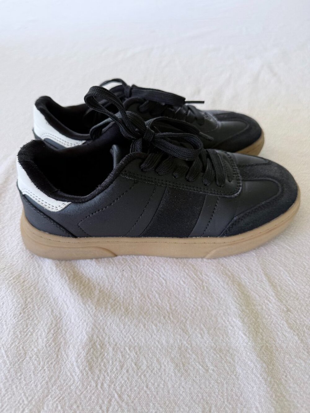 Gef France Kids Black Casual Sneakers Gum Sole US 2.5/EU 34 Youth Lace-Up Shoes - Picture 9 of 12